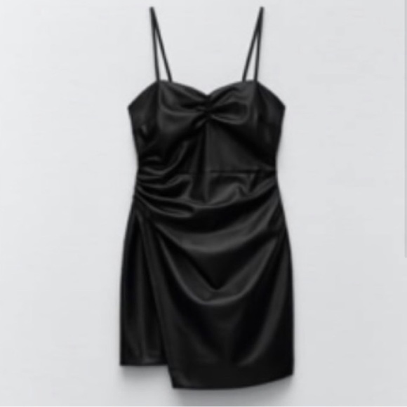 Zara Dresses & Skirts - NWT. Zara black vegan leather mini, size S
